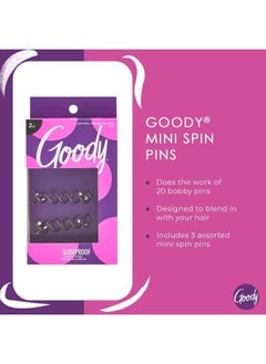 Goody Hair Spin Pin, 2 Count - Mini Corkscrew Hair Pins for Fast Bun Provides All-Day Hold - Easy and Quick To Use - Pain-Free Hair Accessories for Women, Men, Boys, and Girls