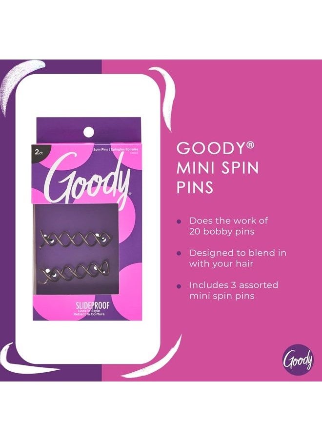 Goody - Goody Hair Spin Pin, 2 Count - Mini Corkscrew Hair Pins for Fast Bun Provides All-Day Hold - Easy and Quick To Use - Pain-Free Hair Accessories for Women, Men, Boys, and Girls - Image 1