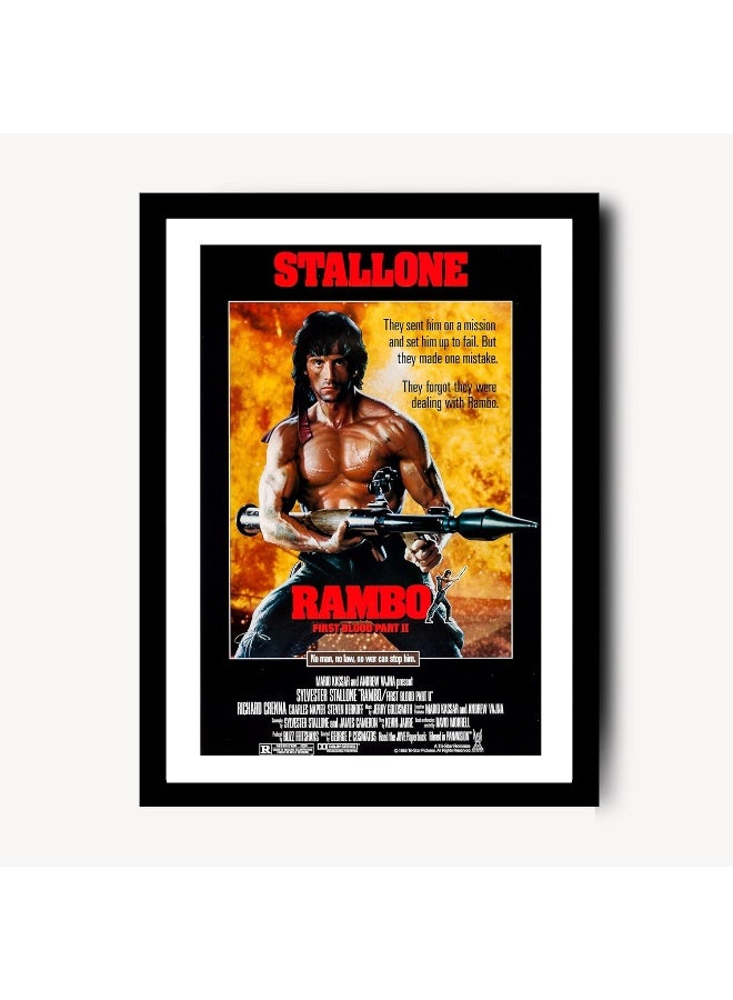 GRAY WALL Hollywood Poster Rambo First Blood Pop Art Framed Poster(10 x13 Inch) - Image 1