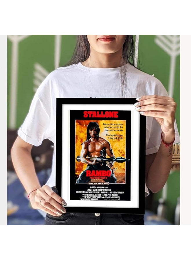GRAY WALL Hollywood Poster Rambo First Blood Pop Art Framed Poster(10 x13 Inch) - Image 3
