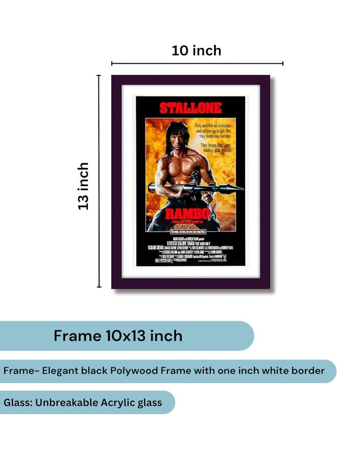 GRAY WALL Hollywood Poster Rambo First Blood Pop Art Framed Poster(10 x13 Inch) - Image 2