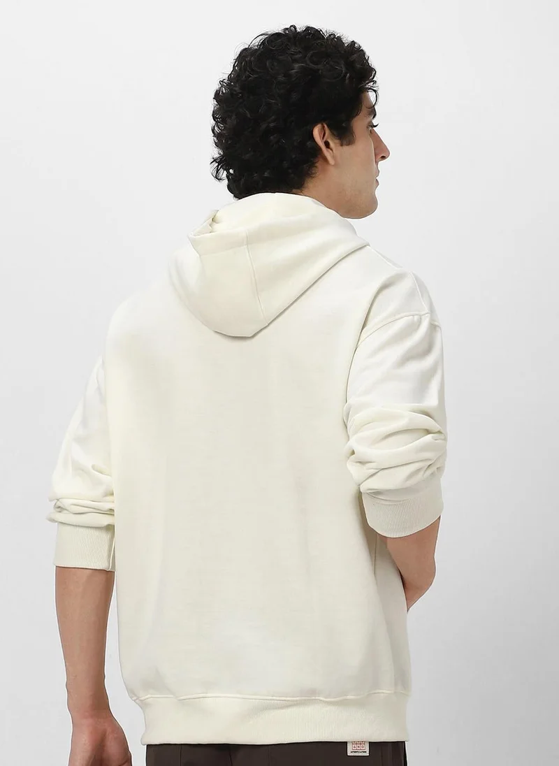 Urbano Fashion  Urbano Fashion Men's Ivory Cotton Solid Oversized Hooded Neck Sweatshirt for Men | Best Price UAE