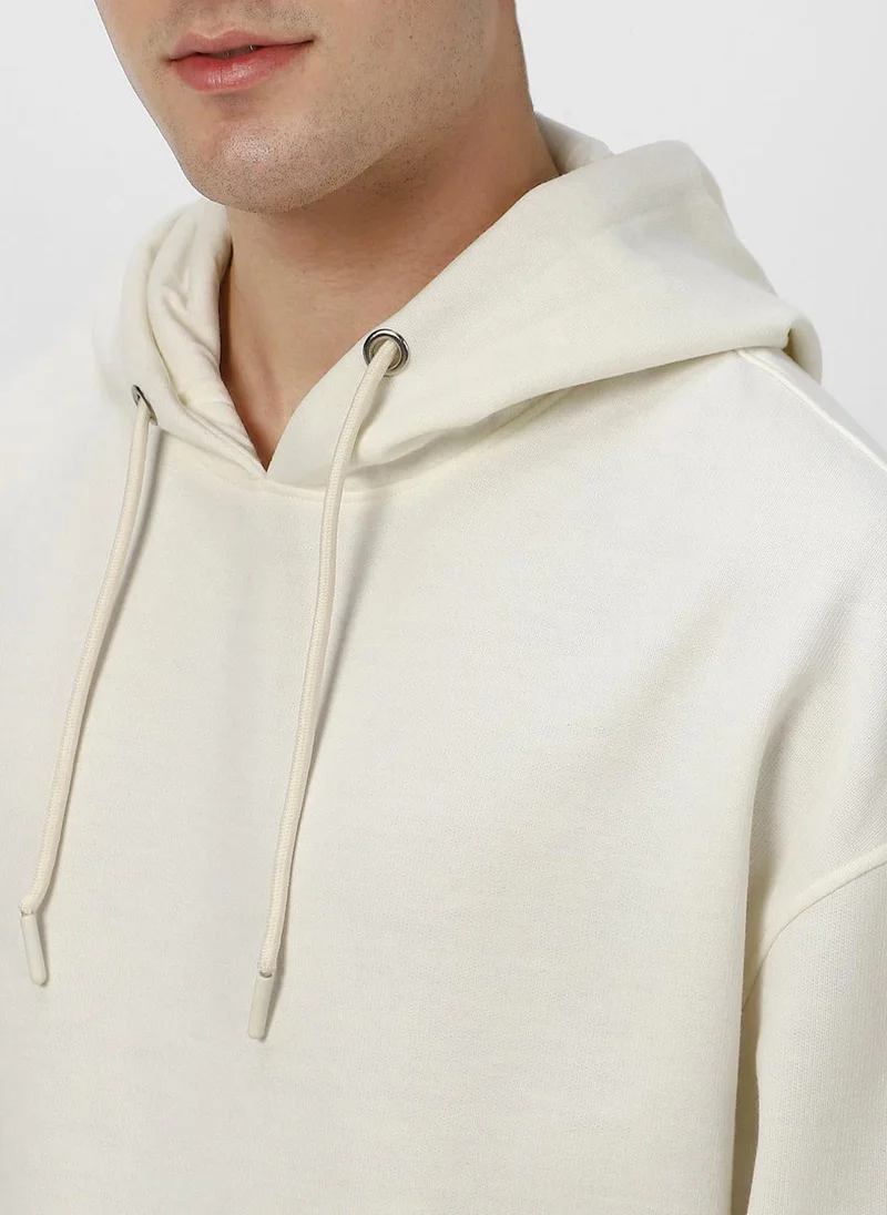 Urbano Fashion  Urbano Fashion Men's Ivory Cotton Solid Oversized Hooded Neck Sweatshirt for Men | Best Price UAE