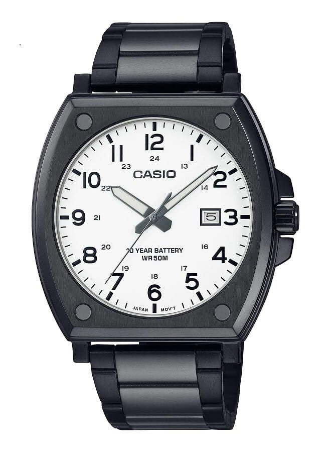 CASIO Men Watch Analog White Dial Black Ion Plated Case And Band Stainless Steel MTP-E715D-7AVDF - Image 1