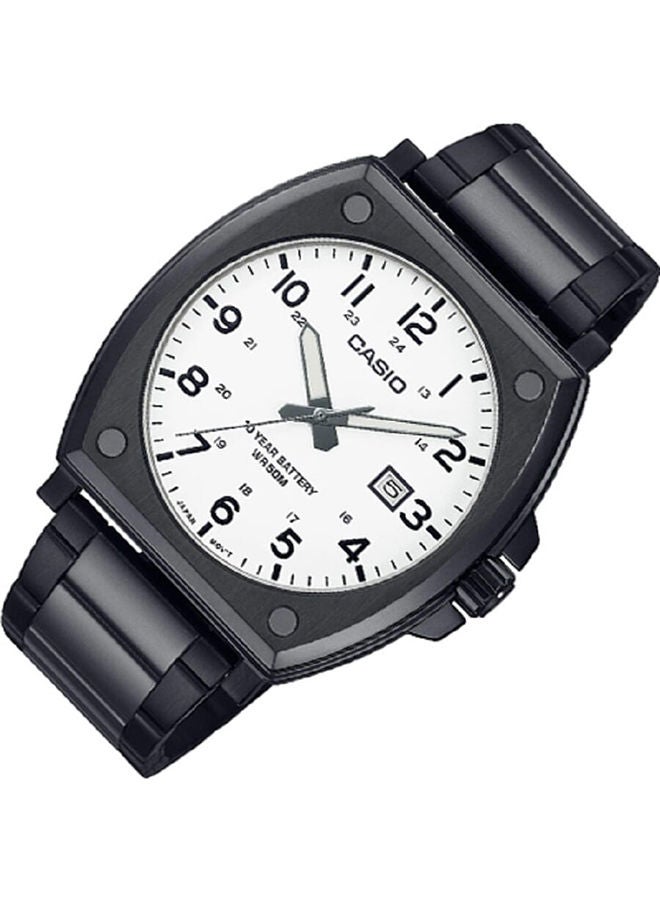 CASIO Men Watch Analog White Dial Black Ion Plated Case And Band Stainless Steel MTP-E715D-7AVDF - Image 2