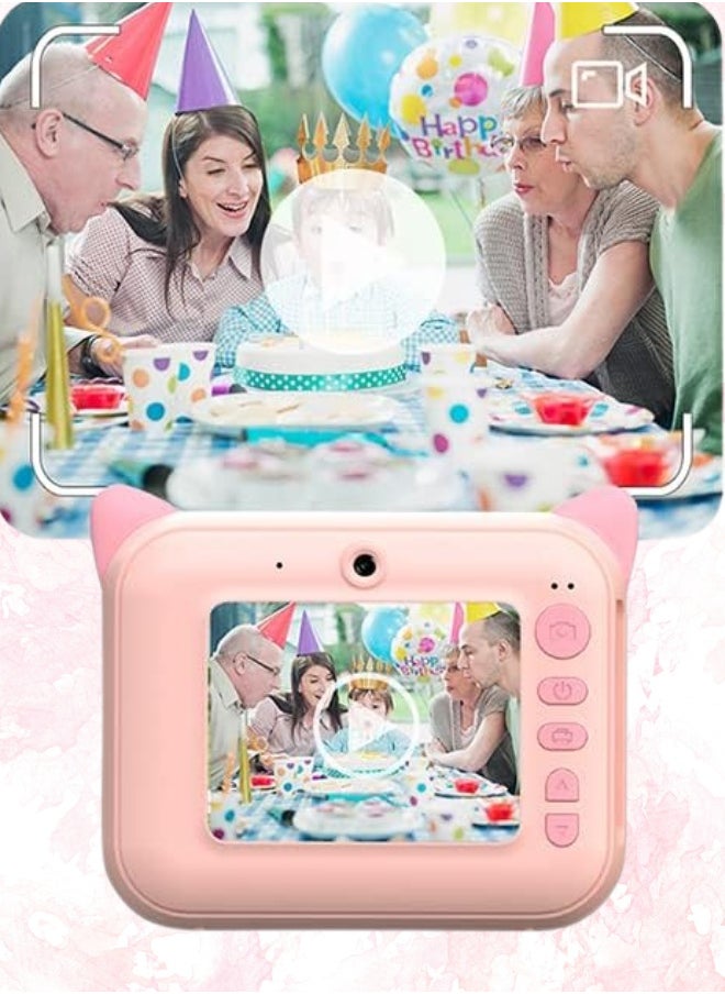 Instant Print Camera for Kids – 48MP, 2.4” IPS Screen, Ink-Free Thermal Printing – Includes 3 Paper Rolls & 32GB Memory Card