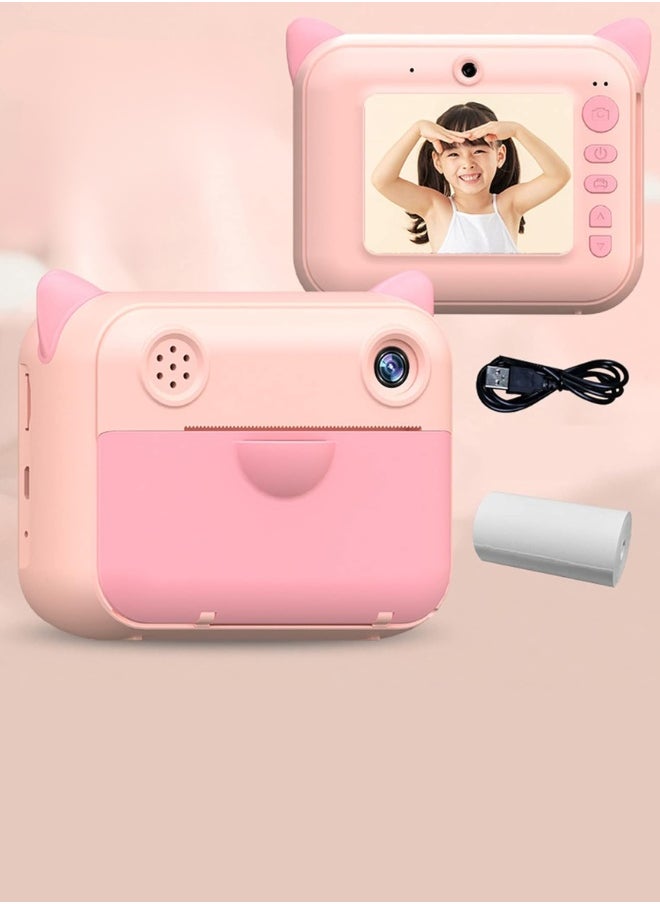 Instant Print Camera for Kids – 48MP, 2.4” IPS Screen, Ink-Free Thermal Printing – Includes 3 Paper Rolls & 32GB Memory Card