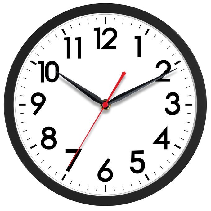 14 INCH WALL CLOCK SILENT NONTICKING MODERN WALL CLOCKS BATTERY OPERATED ANALOG CLASSIC CLOCK FOR OFFICE HOME BATHROOM KITCHEN BEDROOM SCHOOL LIVING ROOMBLACK