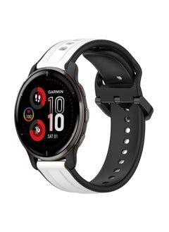Generic Replacement Strap For Garmin Venu 2 Plus 20mm Convex Loop Two-Color Silicone Watch Band White+Black 