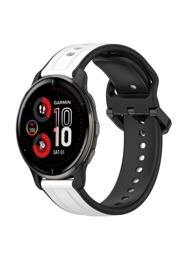 Generic Replacement Strap For Garmin Venu 2 Plus 20mm Convex Loop Two-Color Silicone Watch Band White+Black 