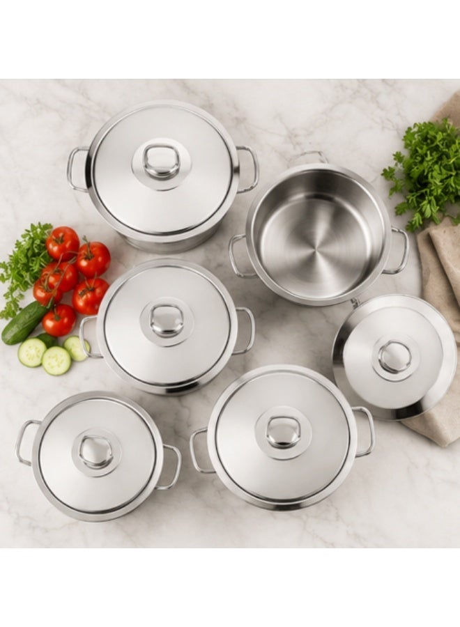 Drobina Pots Set 12 Pieces Turkish Stainless Steel Steel Lids 18/10 - Image 2