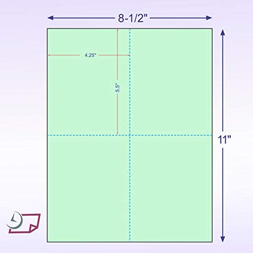 NextDayLabels 8-1/2" x 11" Laser/Inkjet Postcards 4 Per Page, (4-1/4" x 5-1/2" Each Card | Green, 1000 Cards) - Image 2