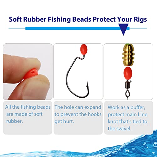 Dovesun Soft Rubber Fishing Beads Fishing Accessories Fishing Bait Eggs Oval Luminous Fishing Beads with Fishing Tackle-Box 0.31 * 0.47in(230pcs) - Image 3