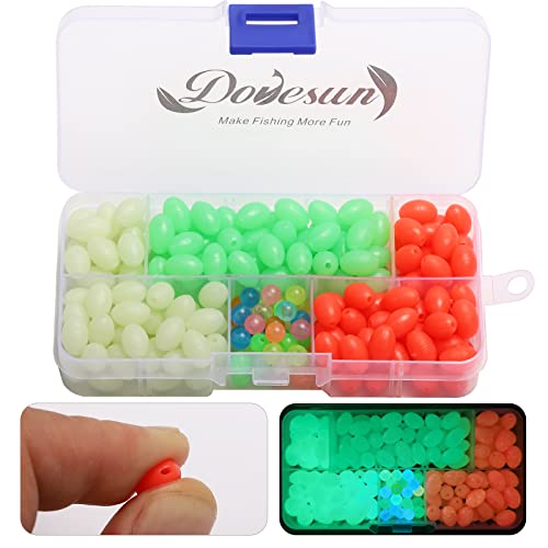 Dovesun Soft Rubber Fishing Beads Fishing Accessories Fishing Bait Eggs Oval Luminous Fishing Beads with Fishing Tackle-Box 0.31 * 0.47in(230pcs) - Image 1