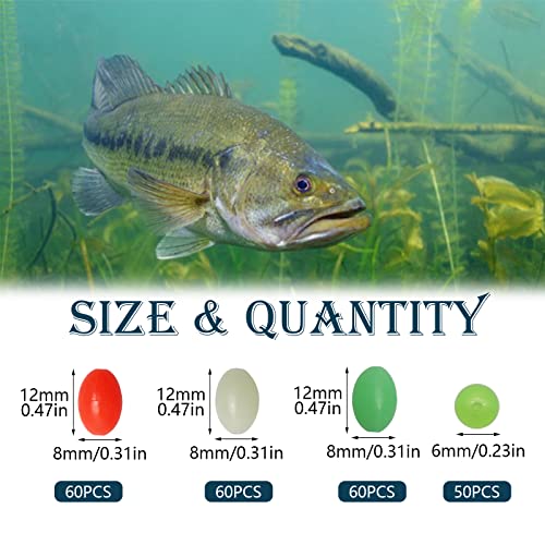 Dovesun Soft Rubber Fishing Beads Fishing Accessories Fishing Bait Eggs Oval Luminous Fishing Beads with Fishing Tackle-Box 0.31 * 0.47in(230pcs) - Image 5