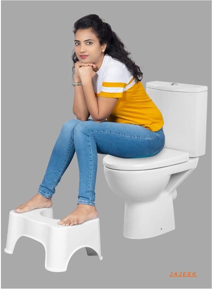 JAJEEK Squat Toilet Seat Leg Stool 8 Inch (White) for Western Toilet | Portable, Comfortable & Sturdy Foot Step for Potty | Made in India | Ideal for Correcting Posture & Enhancing Toilet Experience  - Image 2