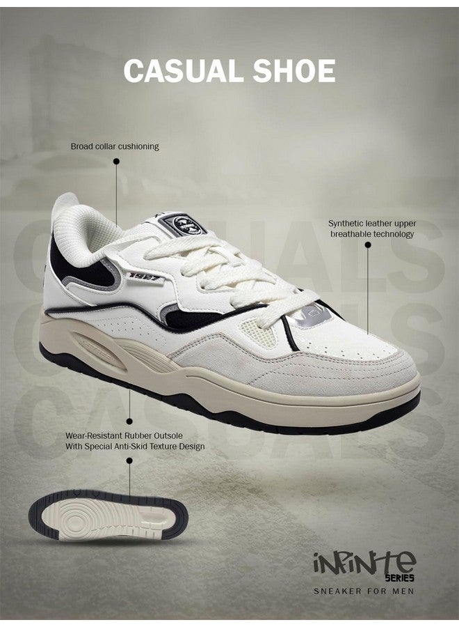XTEP Canvas White,Carbon Black,Light Heather Grey Classic Sneakers for Men Euro- 43 - Image 3
