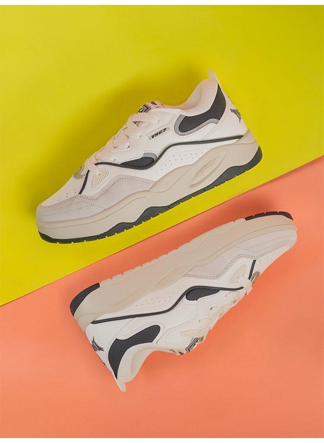 XTEP Canvas White,Carbon Black,Light Heather Grey Classic Sneakers for Men Euro- 43 - Image 2