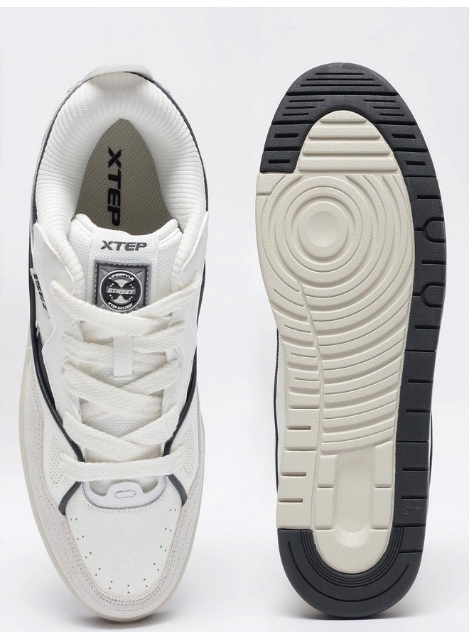 XTEP Canvas White,Carbon Black,Light Heather Grey Classic Sneakers for Men Euro- 43 - Image 5