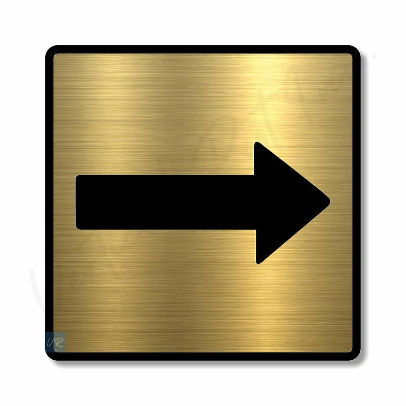 Vertical Root Inc ® Premium BRUSH GOLD Finish Acrylic Arrow DIRECTION Glass DOOR Sign Easy to Mount Self-Adhesive 3M Tape, Signage for Office Hotel Society Resort Business Corporate. - Image 1