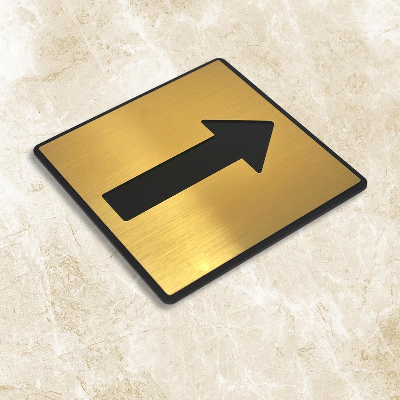 Vertical Root Inc ® Premium BRUSH GOLD Finish Acrylic Arrow DIRECTION Glass DOOR Sign Easy to Mount Self-Adhesive 3M Tape, Signage for Office Hotel Society Resort Business Corporate. - Image 2