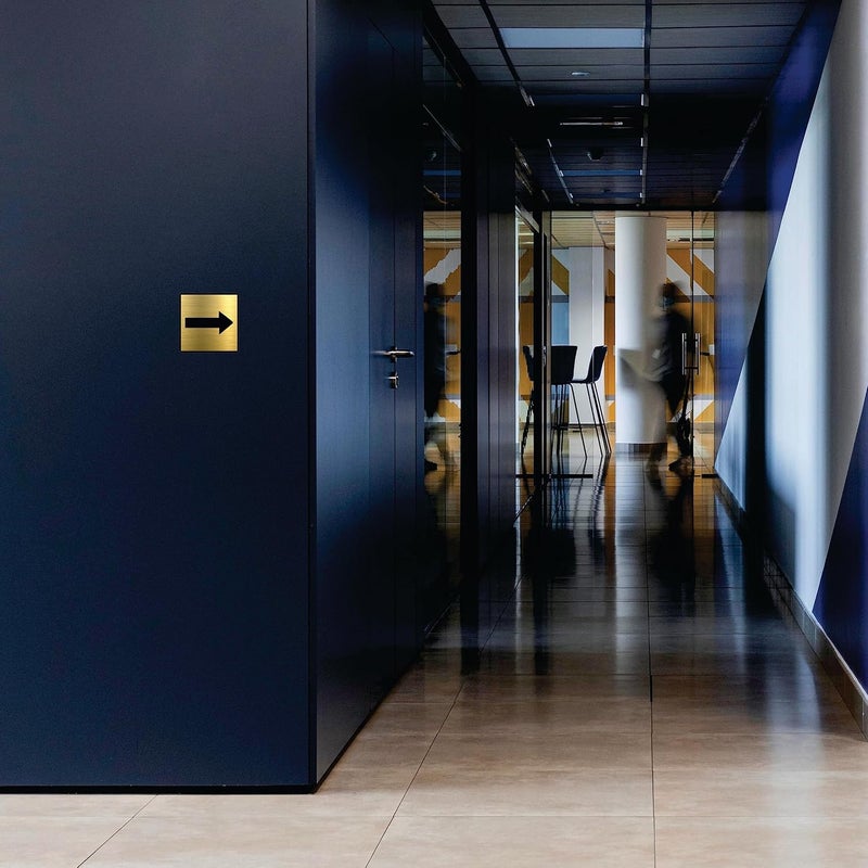 Vertical Root Inc ® Premium BRUSH GOLD Finish Acrylic Arrow DIRECTION Glass DOOR Sign Easy to Mount Self-Adhesive 3M Tape, Signage for Office Hotel Society Resort Business Corporate. - Image 3