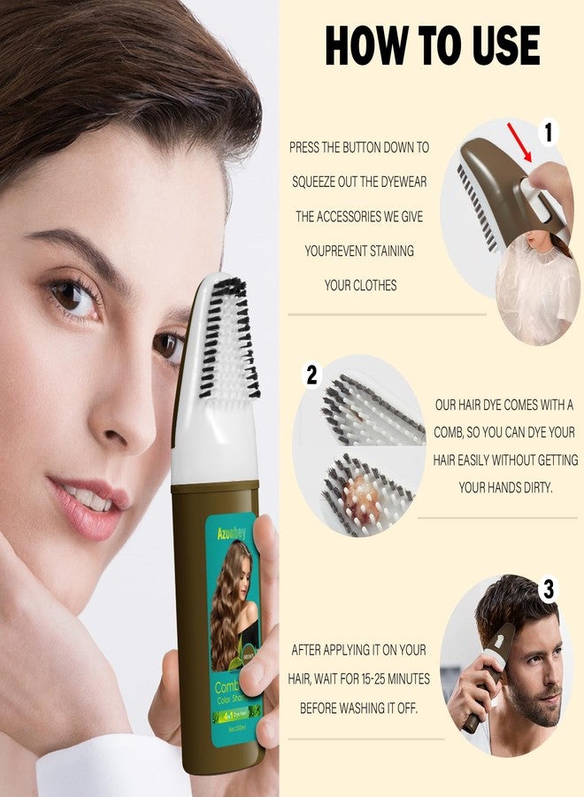 Azonbey Brown Hair Dye,Hair Dye Shampoo for Women,Hair Color for Gray Hair Coverage Permanent,Comb Dyeing Champu Para CanasHair Dye 4 in 1 With Comb Herbal Natural Plant Hair Color Shampoo(Brown) - Image 4