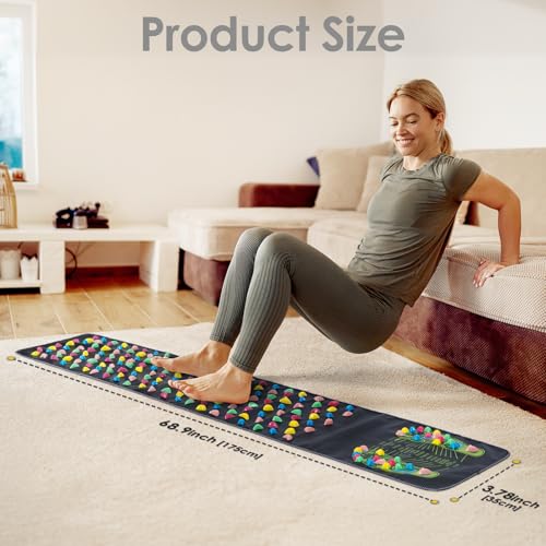 Worive Foot Massage Mat Reflexology Walk Stone Road Acupressure Mat with Chart Feet Pressure Point Mat for Elderly Students and Office Workers 689 x 1378 Inches - Image 5
