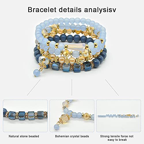 VONRU Bohemian Bracelet Sets for Women - 6 Sets Stackable Stretch Bracelets Multi-color Boho Hippie Bracelets Dainty Jewelry (Seed bead bracelet sets) - Image 2