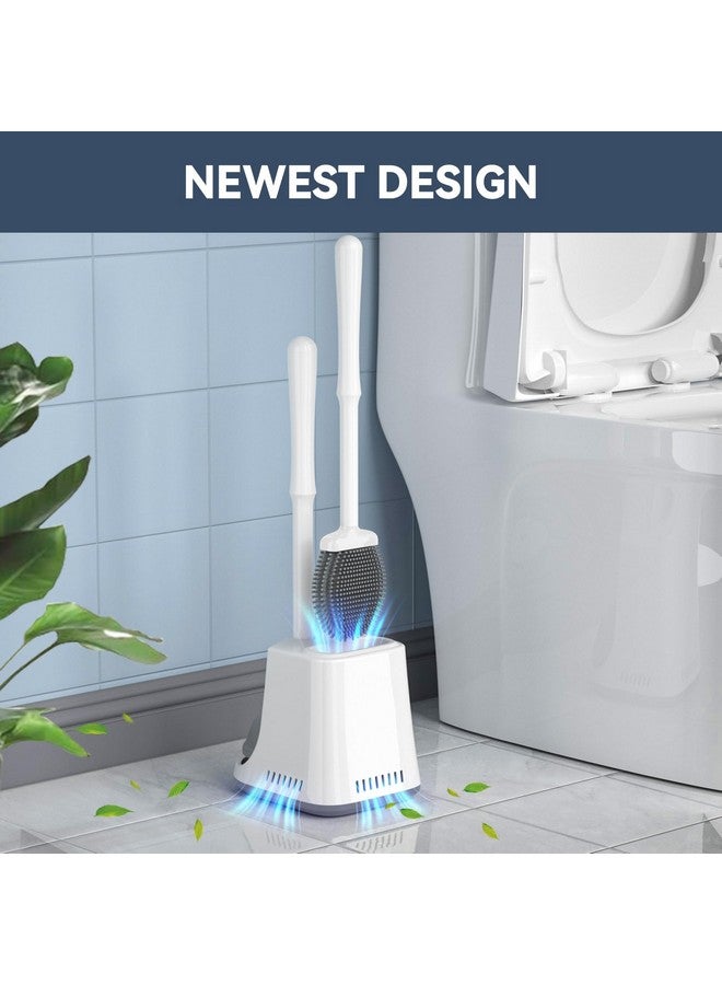 LOVLOY Unique Toilet Plunger and Brush, Silicone Brush and Heavy Duty Toilet Plunger Set with Ventilated Holder, 2-in-1 Toilet Brush and Plunger Combo for Bathroom Cleaning-New Pack (White) - Image 2