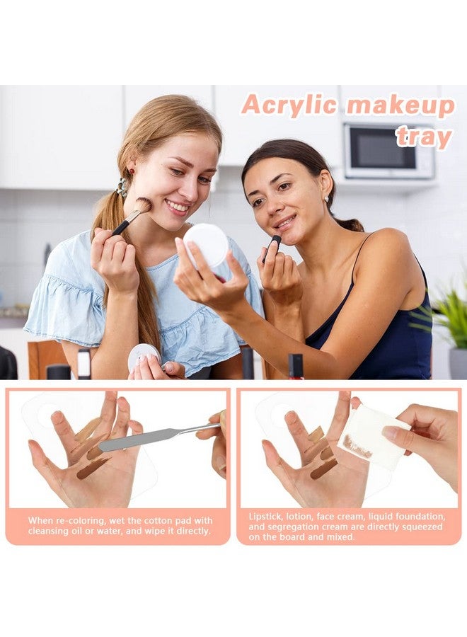 Aolso Acrylic Cosmetic Makeup Palette, 3PCS Makeup Mixing Palette With Spatula Makeup Artist Tool, Professional Cosmetic Mixing Makeup Palette For Mixing Eye Shadow/Eyelash/Nail Art/Foundation - Image 3