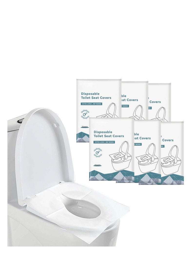 Excefore Toilet Seat Covers Disposable, Portable Paper Toilet Seat Covers Travel Pack, Disposable, Flushable, Biodegrable Perfect for Use During Travel, Public Restrooms, Airplane, Camping, 6 Packs (60 Count) - Image 1