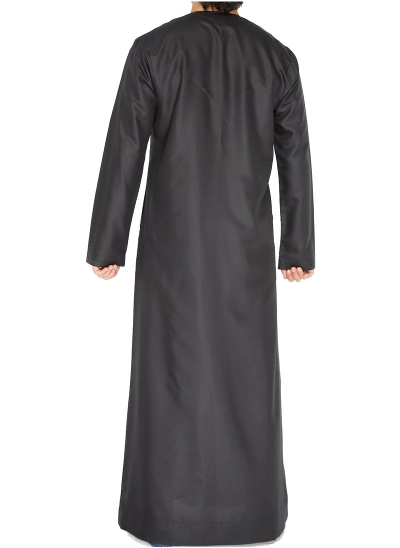 ماركة غير محددة - الكندورة الإماراتية اليومية: ثوب عربي تقليدي للرجال - رقبة دائرية بأكمام طويلة، رداء إسلامي ناعم ومسامي - مريح، صديق للبشرة، ثني، ومثالي للارتداء اليومي - Image 1