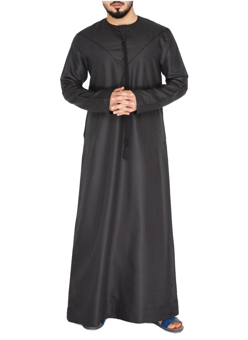 ماركة غير محددة - الكندورة الإماراتية اليومية: ثوب عربي تقليدي للرجال - رقبة دائرية بأكمام طويلة، رداء إسلامي ناعم ومسامي - مريح، صديق للبشرة، ثني، ومثالي للارتداء اليومي - Image 1