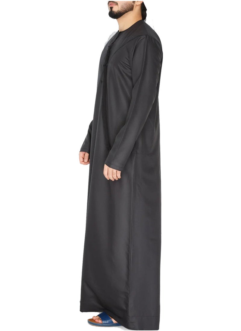 ماركة غير محددة - الكندورة الإماراتية اليومية: ثوب عربي تقليدي للرجال - رقبة دائرية بأكمام طويلة، رداء إسلامي ناعم ومسامي - مريح، صديق للبشرة، ثني، ومثالي للارتداء اليومي - Image 1