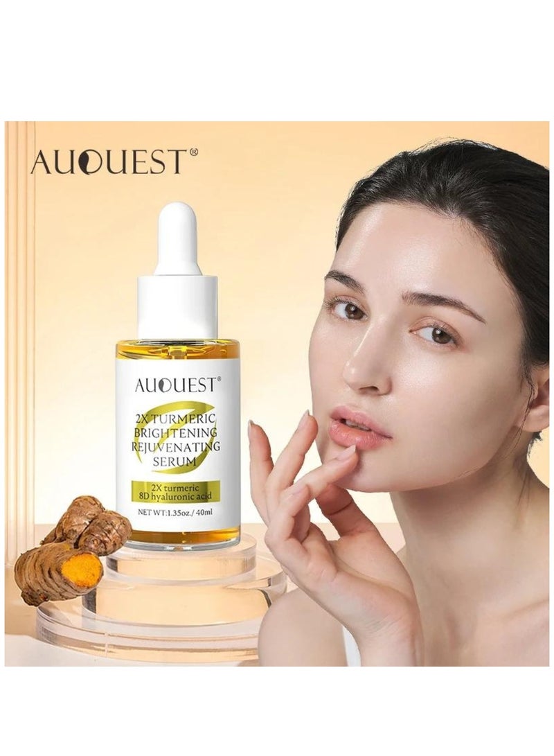 AuQuest مصل الكركم المفتح والمجدد للبشرة، مرطب ومفتح للبشرة، يزيل النمش، يجدد البشرة مع الكركم المضاعف وحمض الهيالورونيك 8D لتقليل البقع الداكنة 40 مل - Image 4