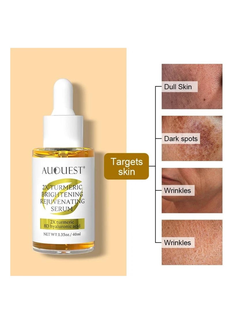 AuQuest مصل الكركم المفتح والمجدد للبشرة، مرطب ومفتح للبشرة، يزيل النمش، يجدد البشرة مع الكركم المضاعف وحمض الهيالورونيك 8D لتقليل البقع الداكنة 40 مل - Image 5