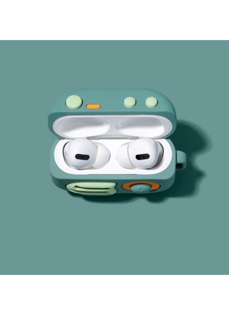 Generic - Compatible with AirPods 3 Protection, Retro Radio Design Silicone Cartoon 3D Shell Microphone Cover for AirPods Case 3rd Generation (Retro Green) - Image 1