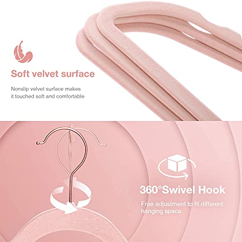 ZEPOLI - Velvet Hangers Non-Slip Velvet Hangers Premium Suit Hangers Ultra Thin Space Saving 360 Degree Swivel Hook Clothes Hangers Velvet for Suits,Coats,Jackets (30 Pack, Pink) - Image 5