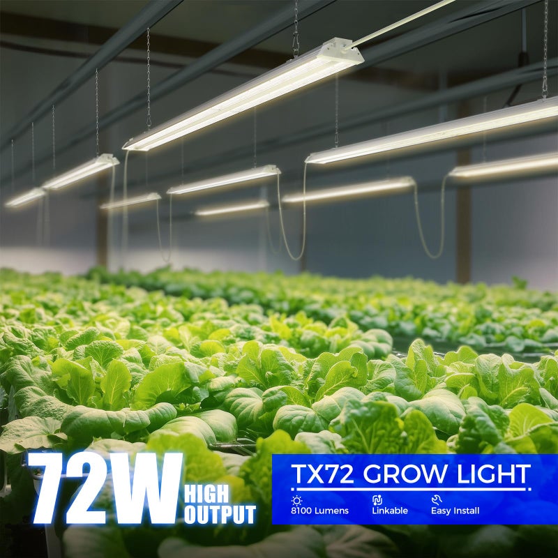 Barrina TX72 4FT Grow Lights for Seed Starting, 72W(500W Equivalent), High PPFD, Full Spectrum with 660nm Red LEDs, Linkable, Hanging Grow Lights for Indoor Plants with On/Off Switch, Veg, 1 Pack - Image 2
