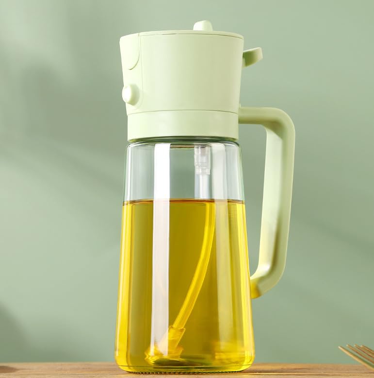 MUAC Glass Oil and Vinegar Dispenser Bottle with Automatic Opening and Closing |Free Spot Measuring Oil Dispenser Bottle for Pouring Olive Oil, Vinegar, Soya Sauce (470 ml, Multicolor) - Image 1