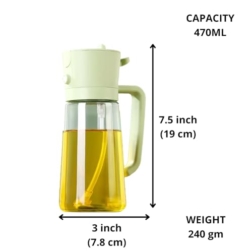 MUAC Glass Oil and Vinegar Dispenser Bottle with Automatic Opening and Closing |Free Spot Measuring Oil Dispenser Bottle for Pouring Olive Oil, Vinegar, Soya Sauce (470 ml, Multicolor) - Image 3