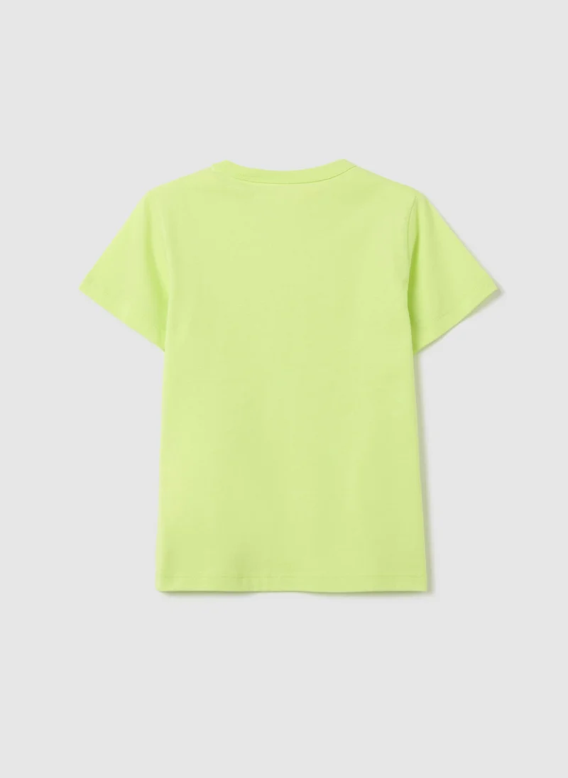 او في اس Yellow Cotton Short Sleeve T-Shirt