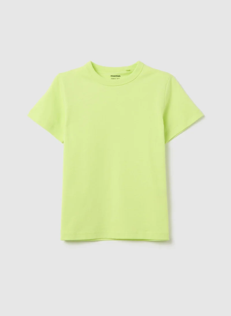 او في اس Yellow Cotton Short Sleeve T-Shirt