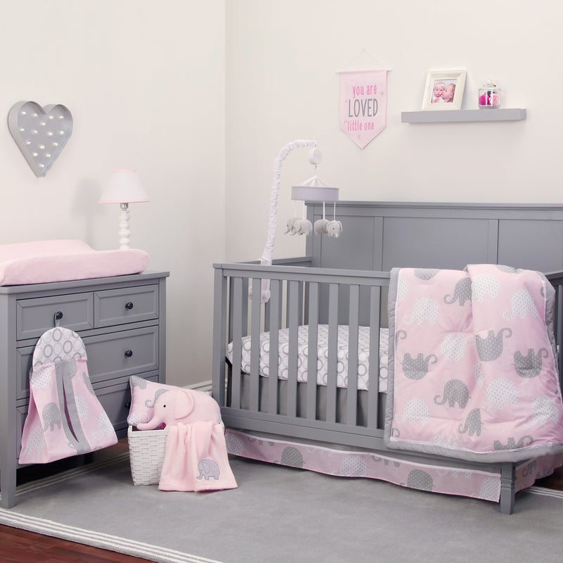 NOJO Dreamer PinkGrey Elephant 8 Piece Comforter Set