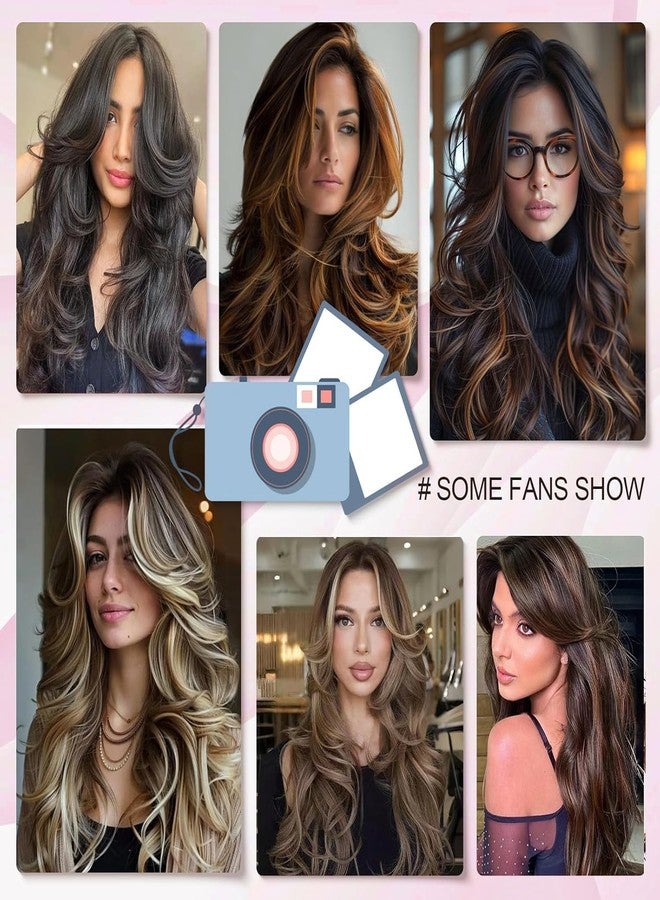 Aisaide Honey Blonde Long Wavy Layered Wig with Bangs for White Black Women Synthetic Honey Brown Mix Highlight Blonde Layered Wavy Wig for Women Daily Use 24inch 8H27 - Image 2