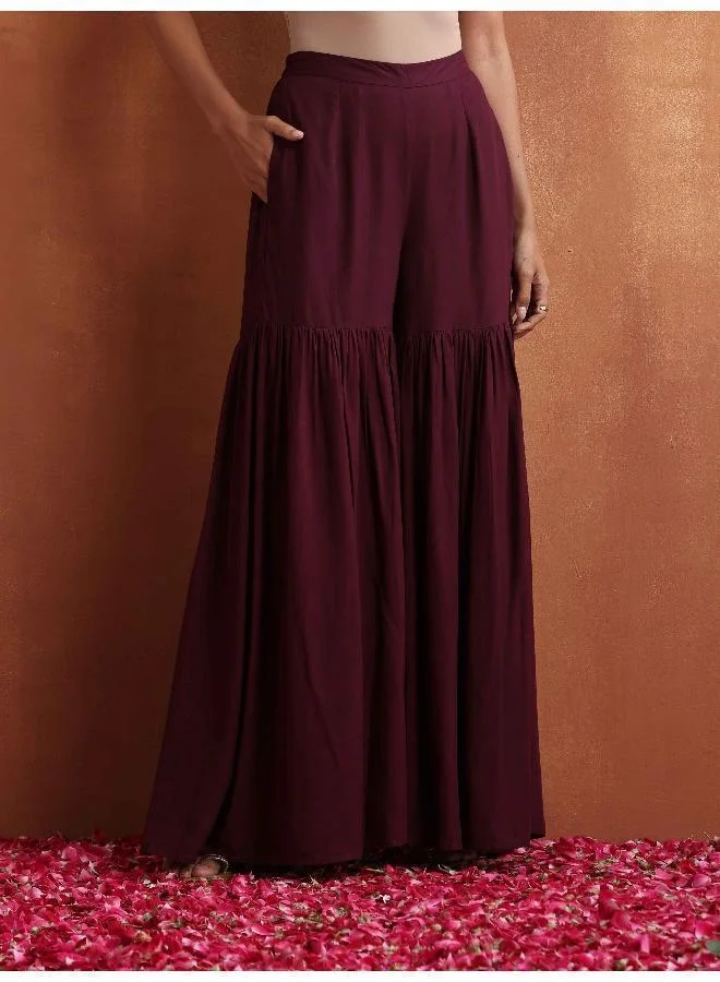 trueBrowns  Purple Floral Print Sharara Set for Women | Best Price UAE
