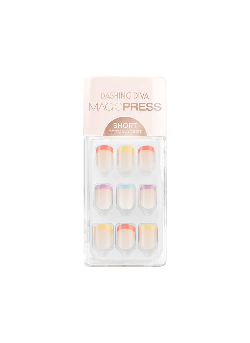 DASHING DIVA Dashing Diva Magic Press Nails - Eternal Youth | Short, Square Shaped Press On Nails | Long Lasting Stick On Gel Nails | Lasts Up to 7 Days | Contains 30 Stick On Nails, 1 Prep Pad, 1 File 