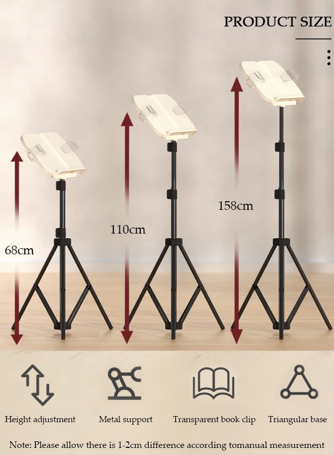 DUNISO Floor Book Stand Holder for Reading, Adjustable Book Holder, Ergonomic Multi Heights Angles Holder, Portable Multifunctional Book Holder, with Clips, for Textbook, Cookbook, Sheet Music, Laptop - Image 2