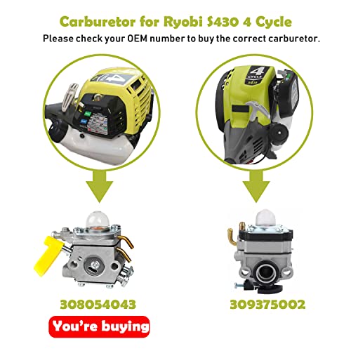 HUZTL CS26 Carburetor for Ryobi Homelite SS26 SS30 CS30 25cc 26cc 30cc Trimmer Blower Weed Eater Parts 308054043 308054013 308054003 308054077 C1U-H60 - Image 2
